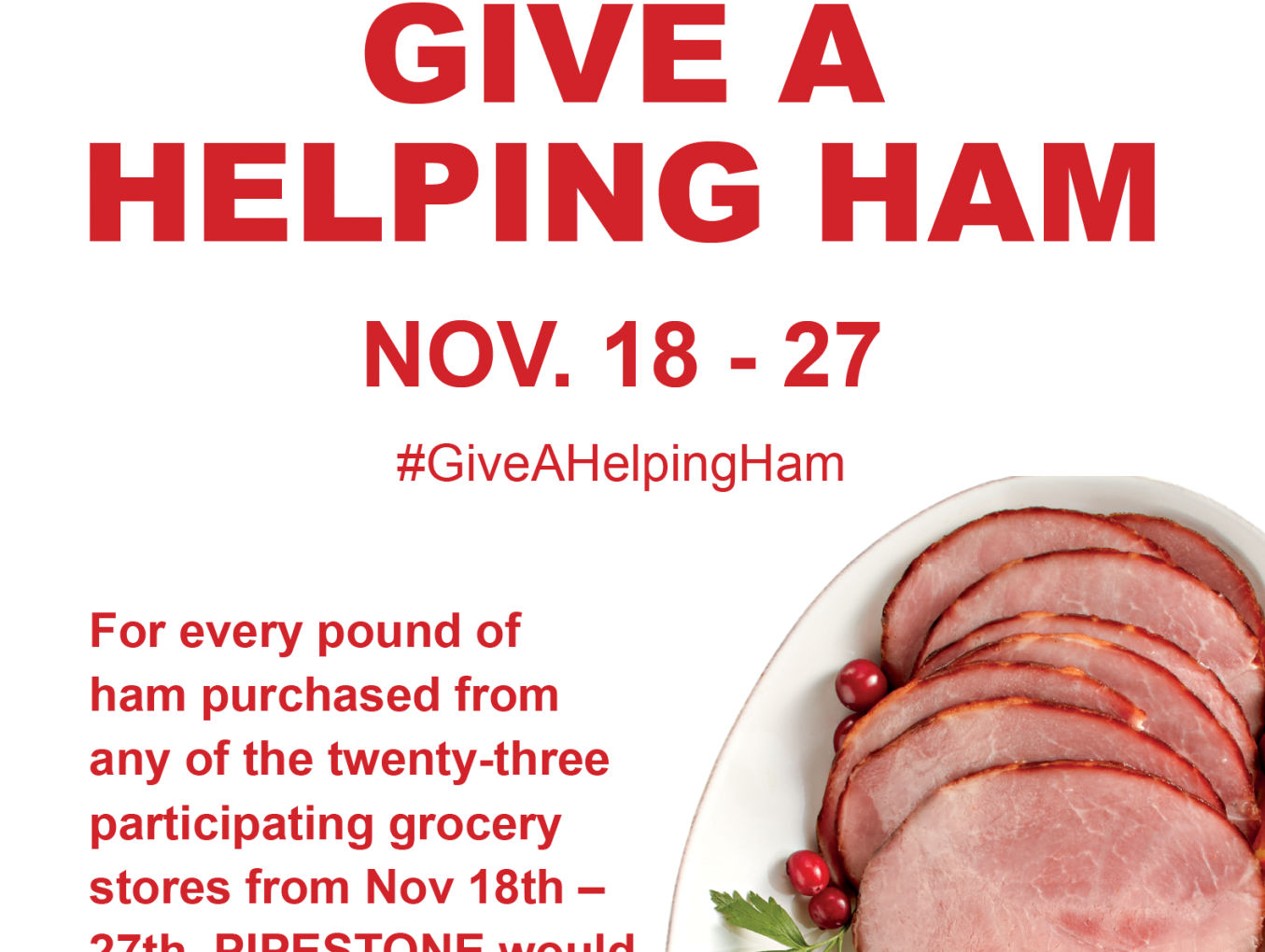 PIPESTONE Donates Over 1 Million Servings of Pork Through Give a Helping Ham Program